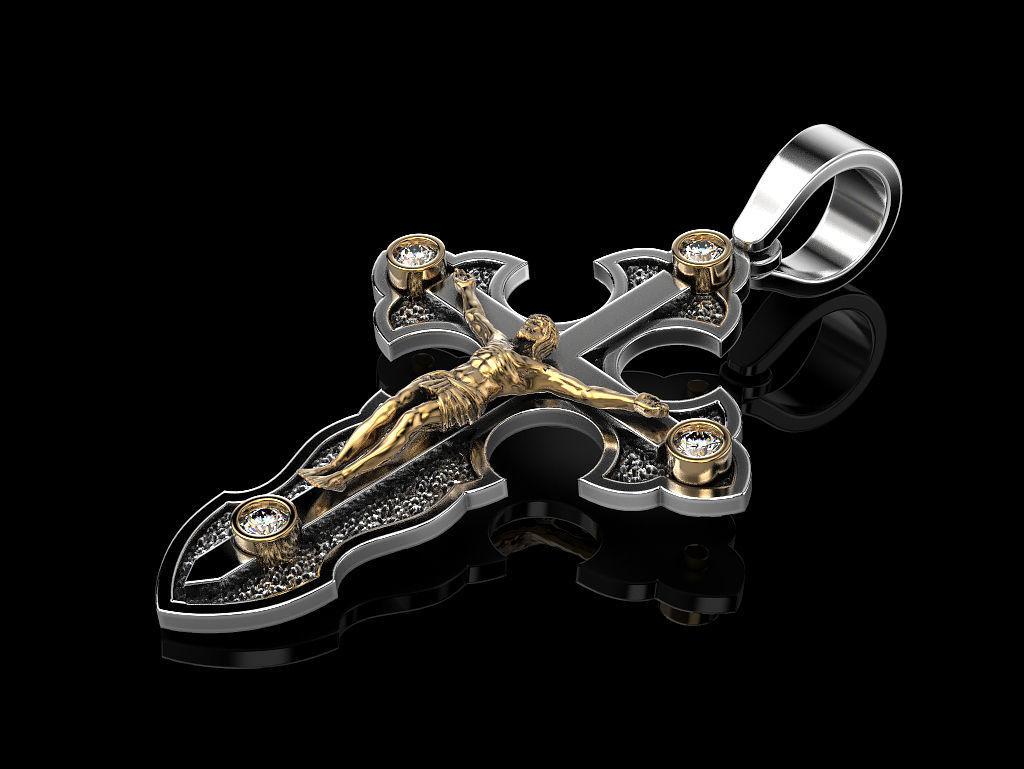 Cross jesus crucifix pendant 3D print model_3