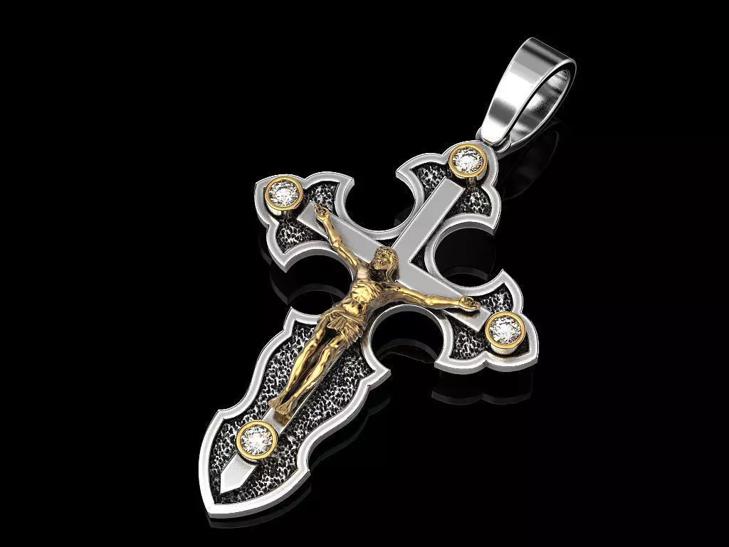 Cross jesus crucifix pendant 3D print model_0
