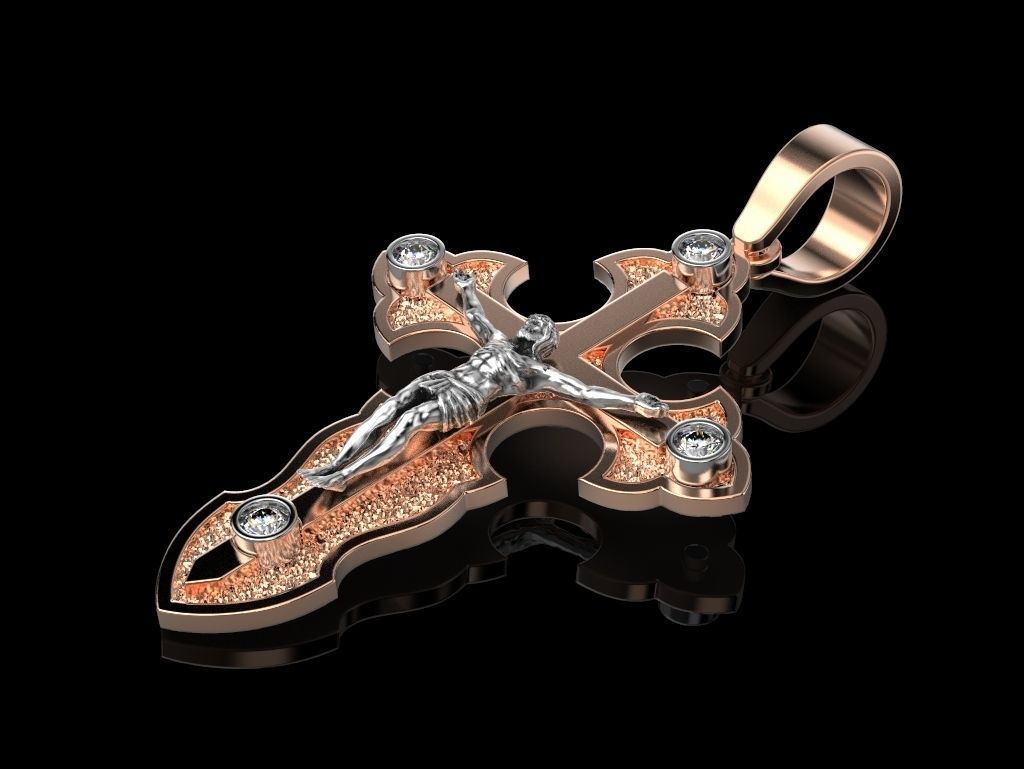 Cross jesus crucifix pendant 3D print model_6