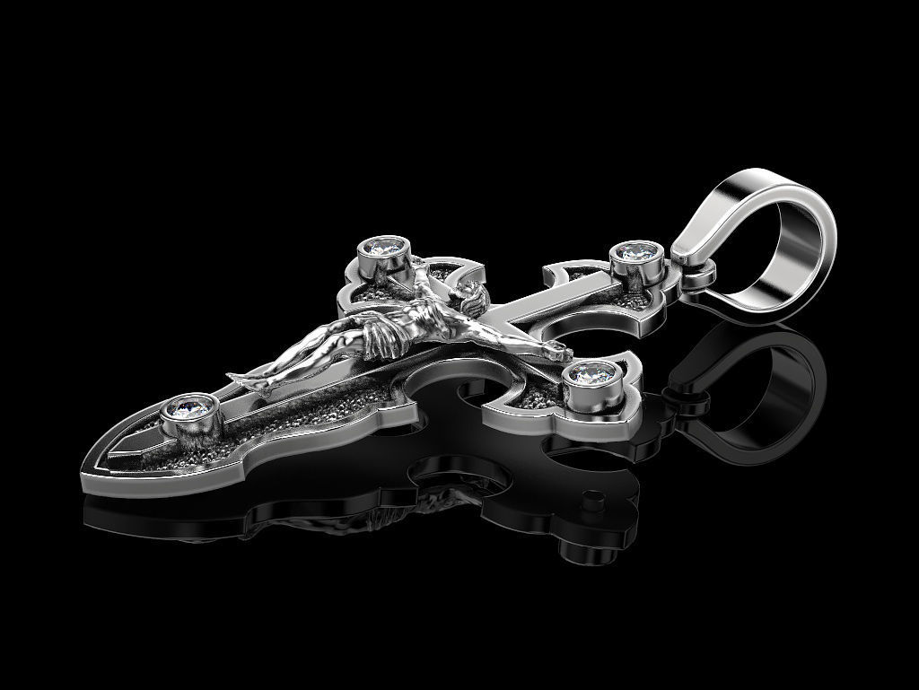 Cross jesus crucifix pendant 3D print model_7