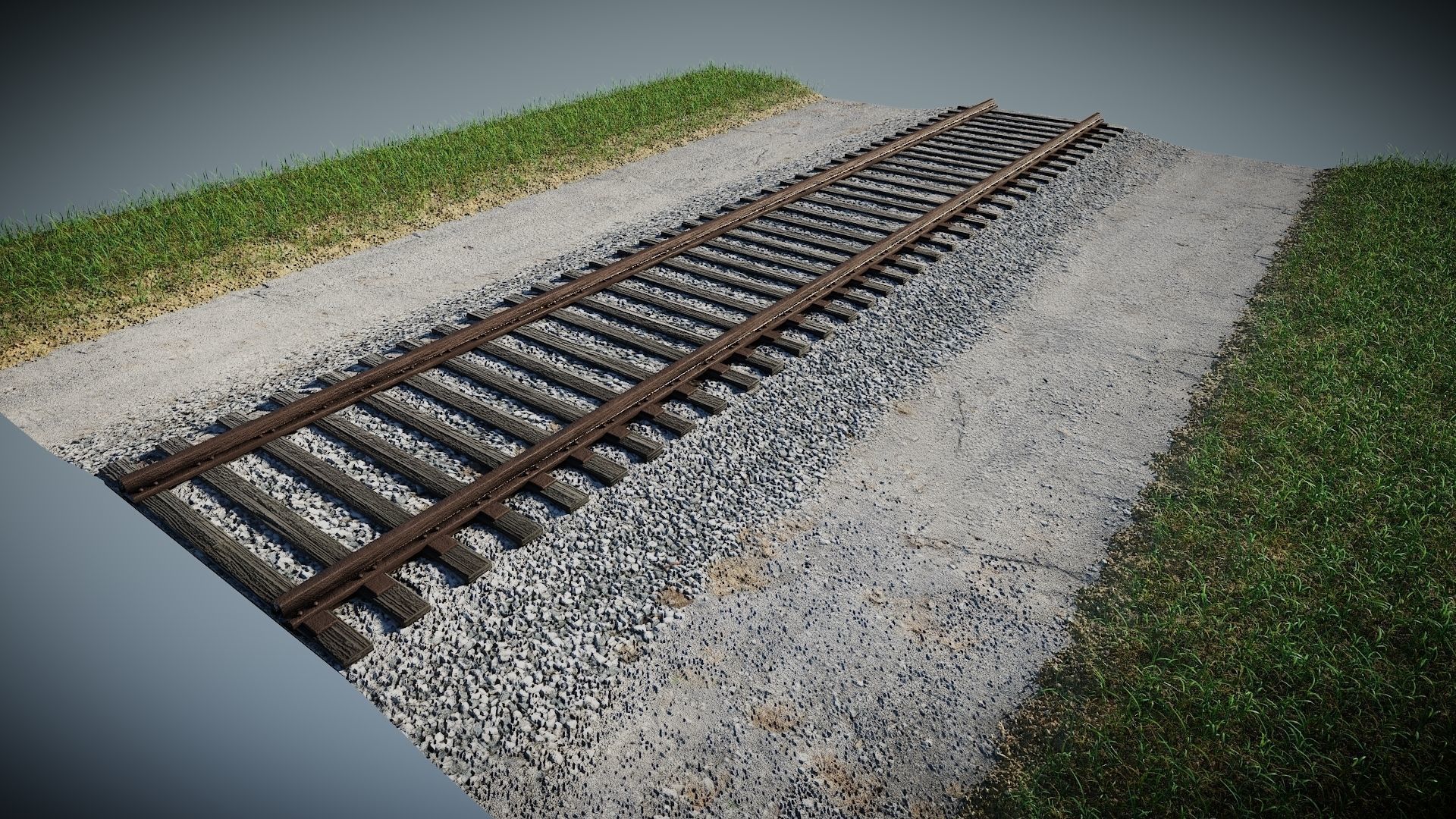 Tileable Photo-Realistic Railroad Tracks Low-poly 3D model_1