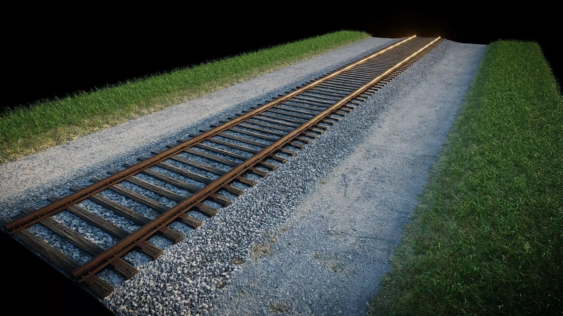 Tileable Photo-Realistic Railroad Tracks Low-poly 3D model_0