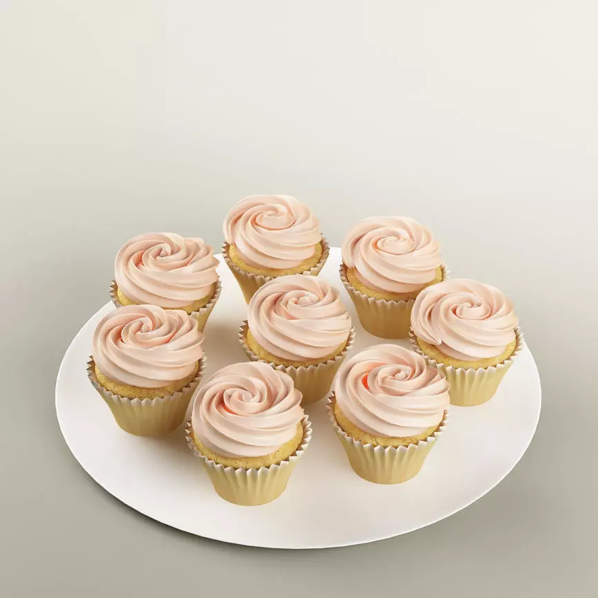 Cake 21 muffins with cream rosette 3D model_0