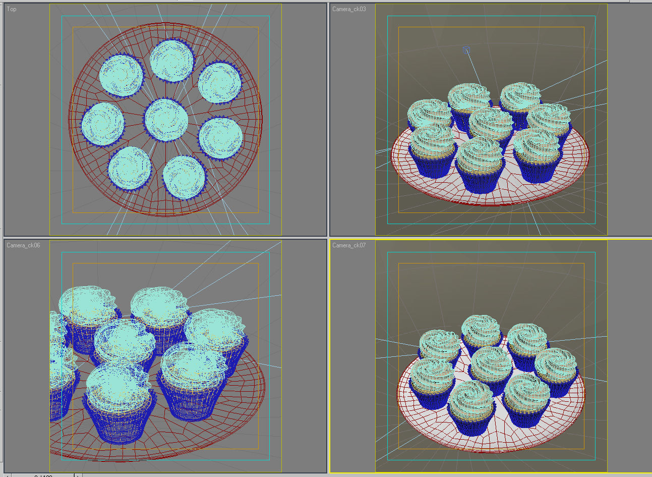 Cake 21 muffins with cream rosette 3D model_5