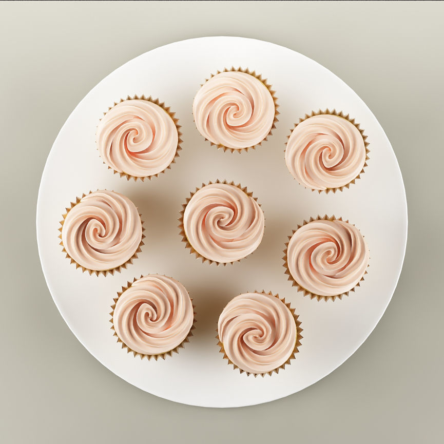 Cake 21 muffins with cream rosette 3D model_3