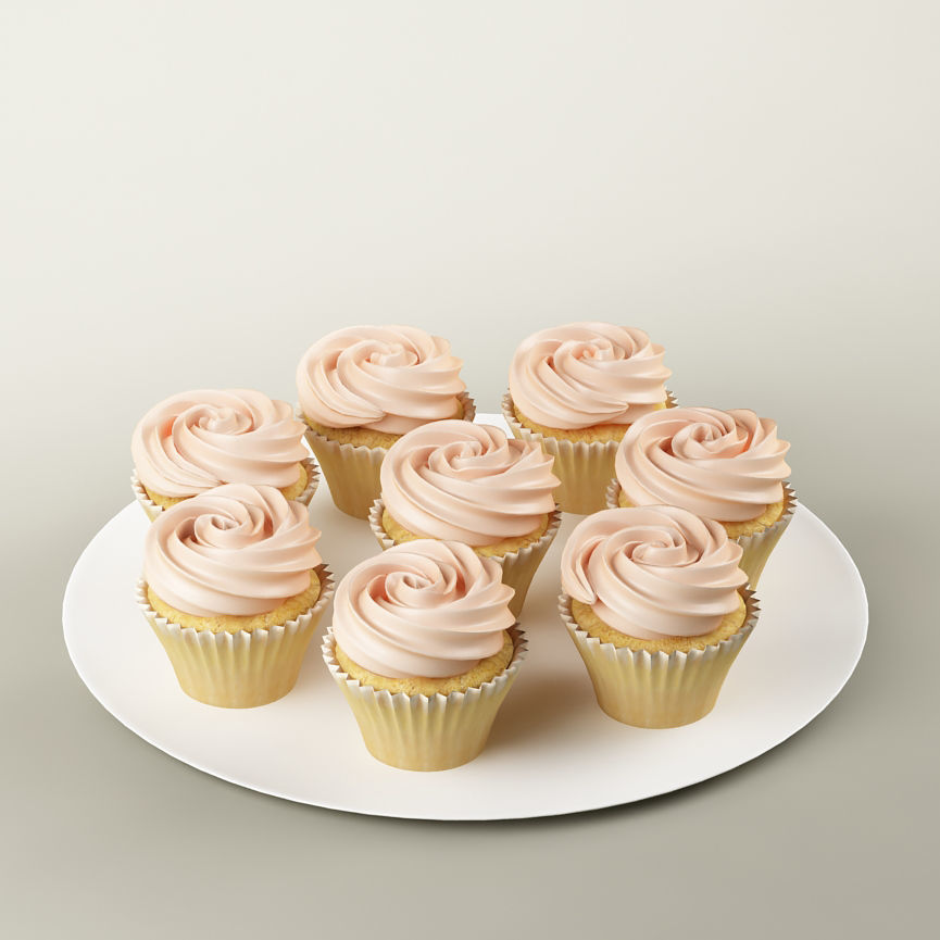 Cake 21 muffins with cream rosette 3D model_2