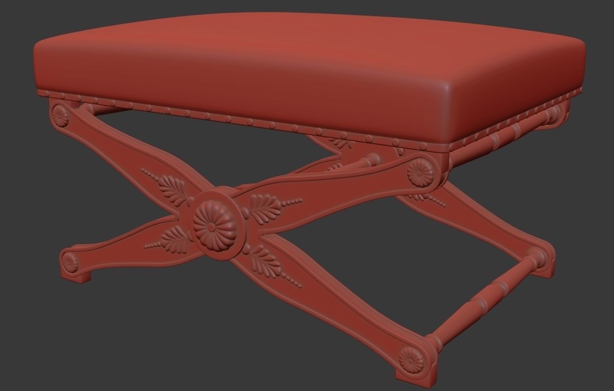 Classic Antique stool 3D model_5
