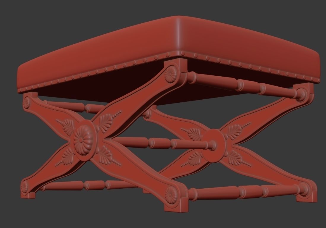 Classic Antique stool 3D model_4