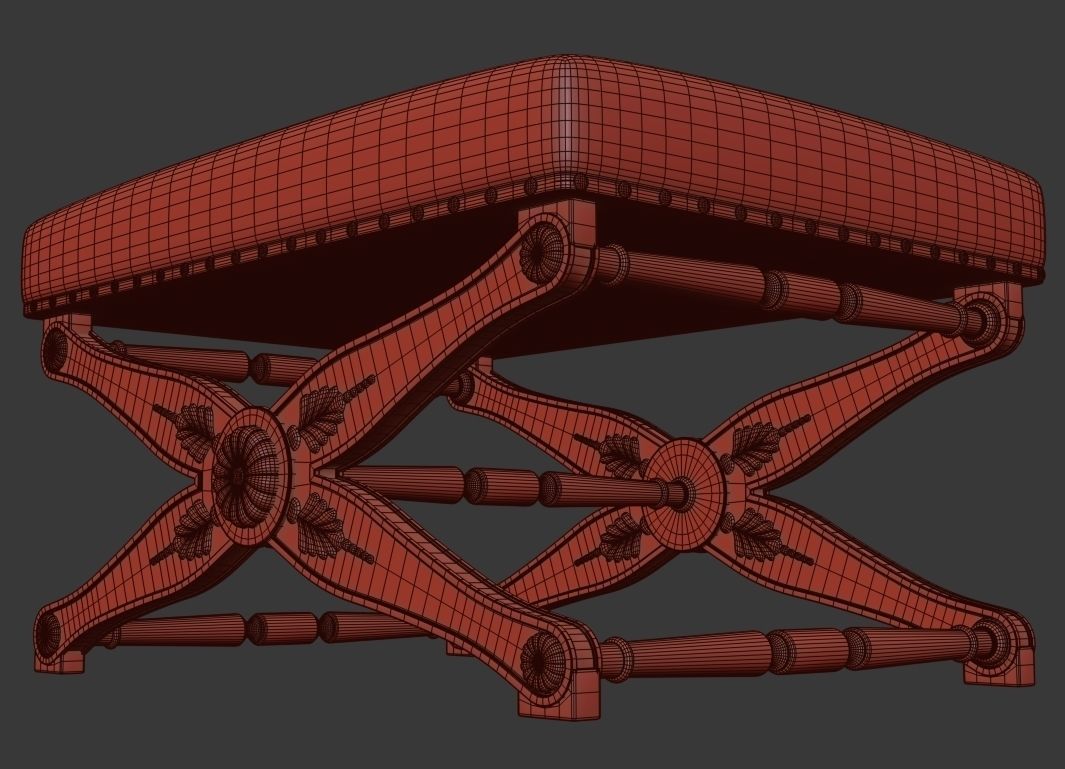 Classic Antique stool 3D model_3