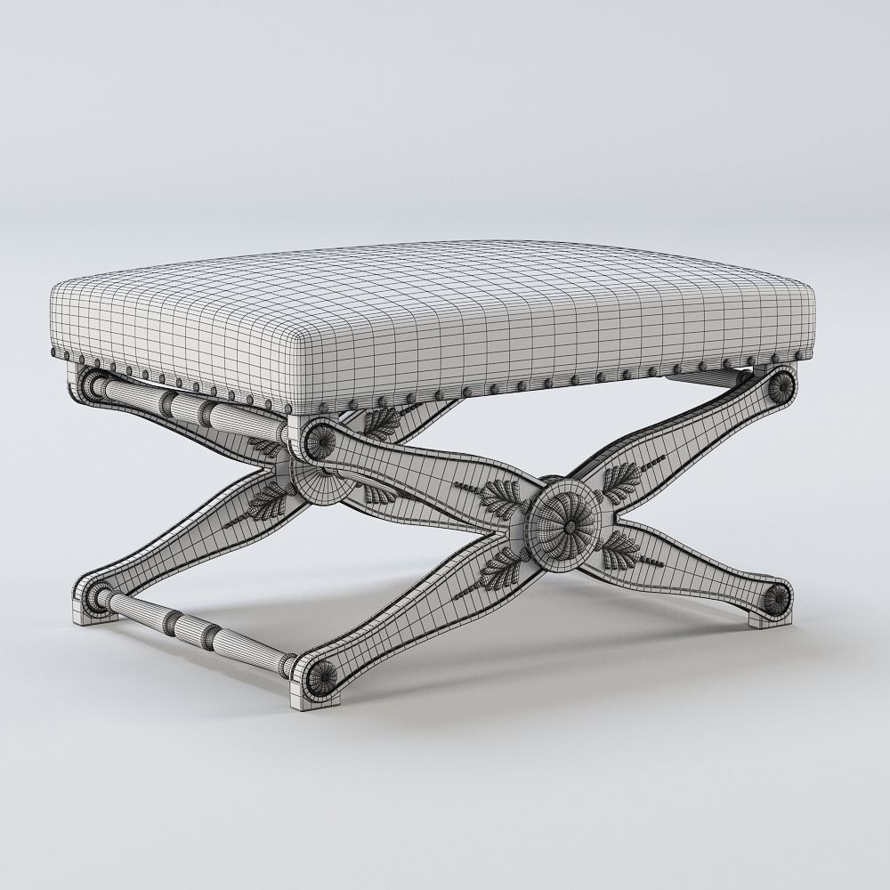 Classic Antique stool 3D model_2