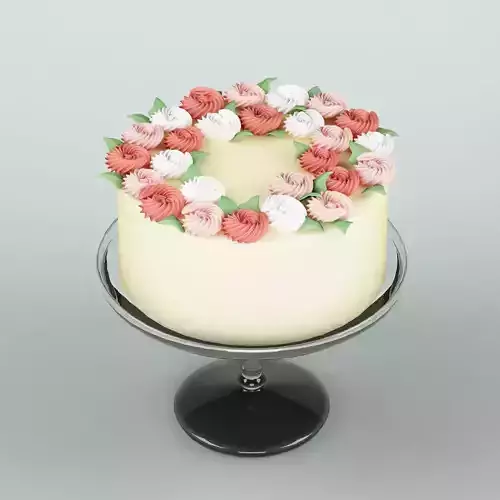 Cake 22 with flowers 3D model