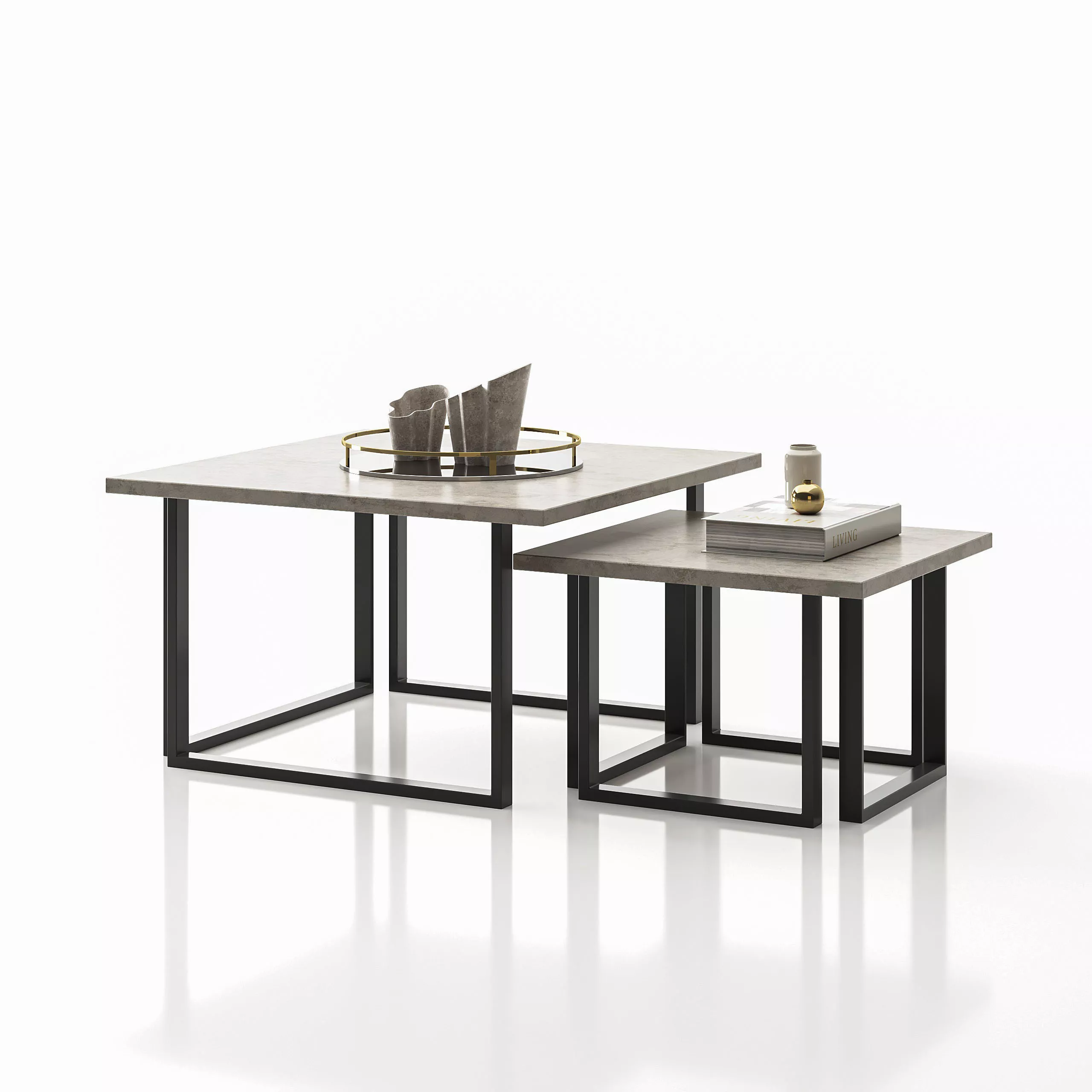 Modern Square Nesting Coffee Table Set Free 3D model