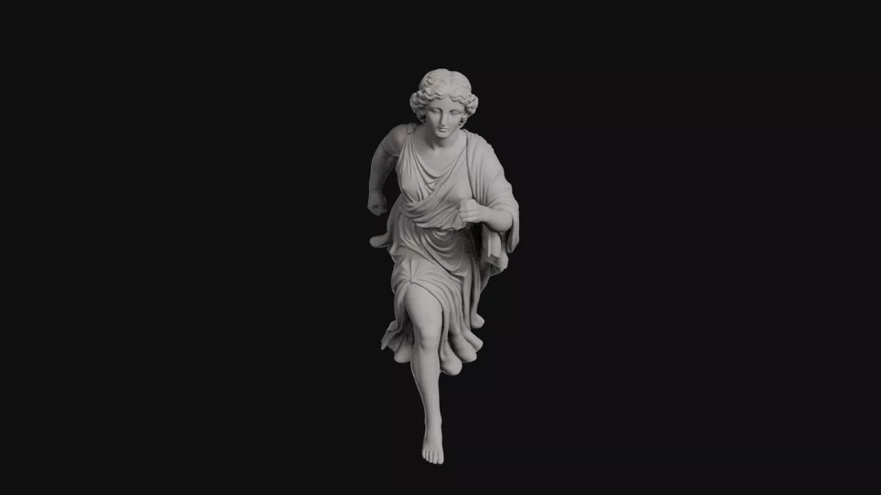 Gaia Running Goddess With Billowing Cloak Barefoot Statue 3D print model