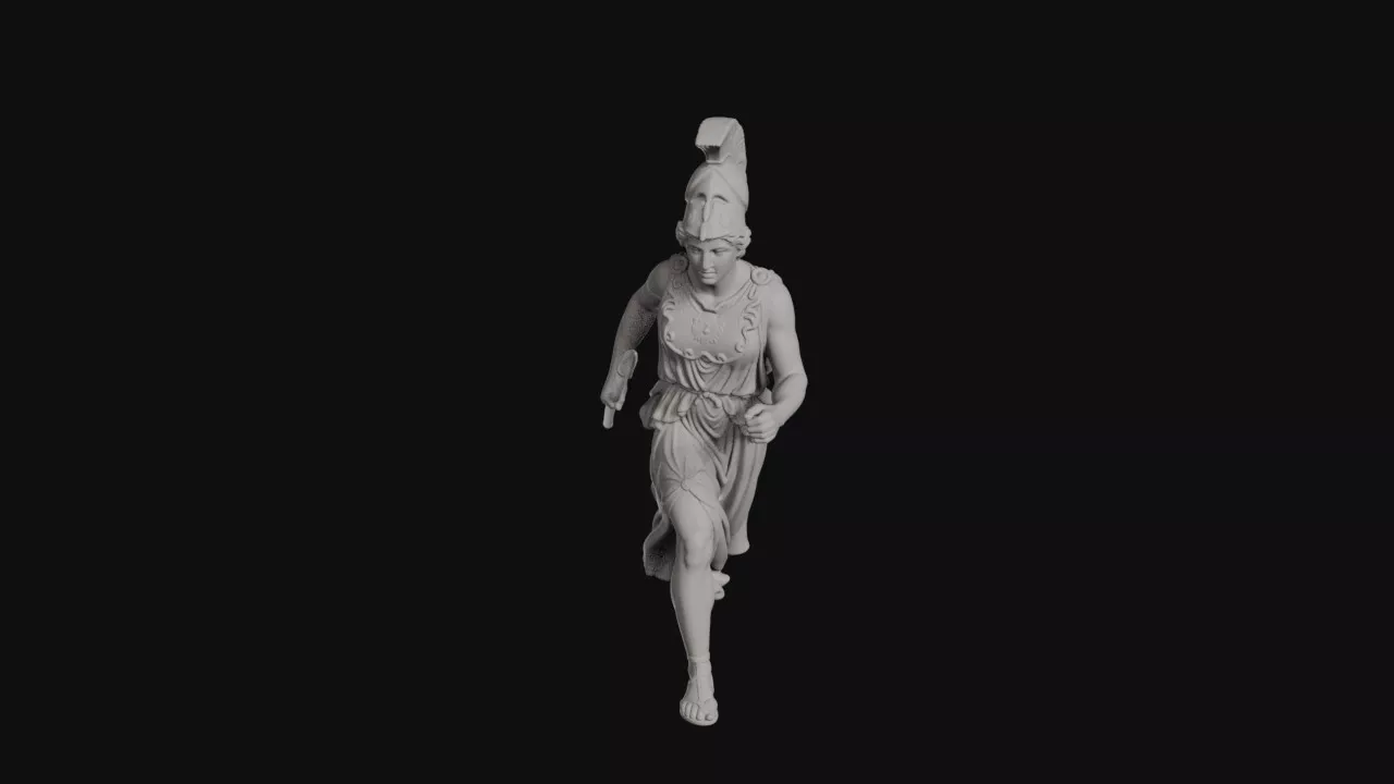 Athena Running Goddess With Spear Helmet And Aegis Statue 3D print model