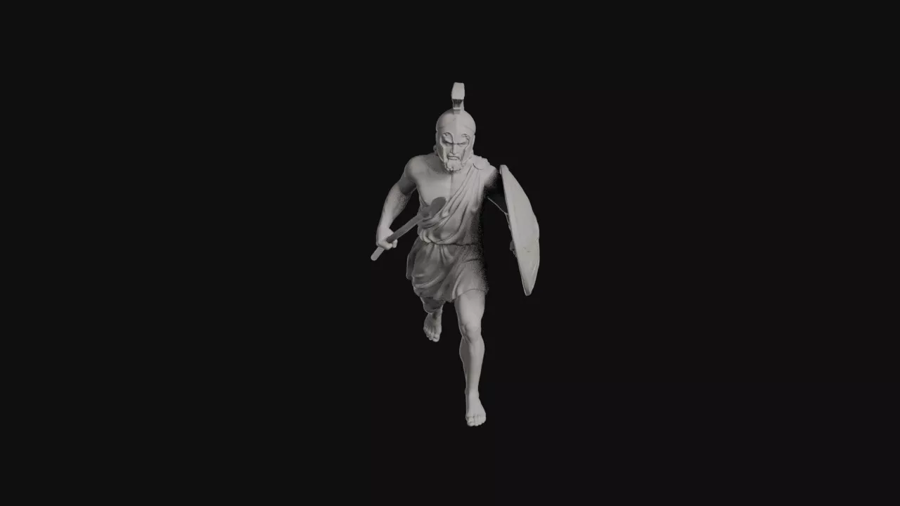 Ares Running Bearded Warrior With Spear And Shield Statue 3D print model