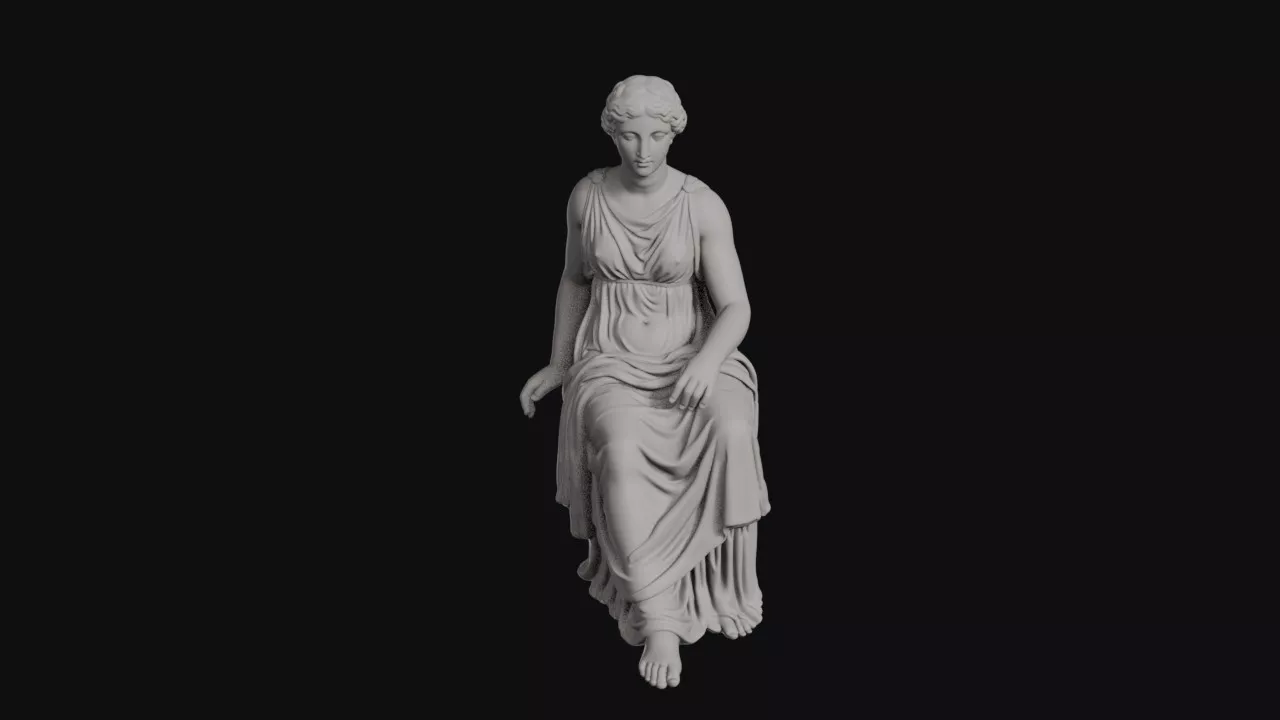 Woman Seated Resting In Sleeveless Draped Chiton Statue 3D print model
