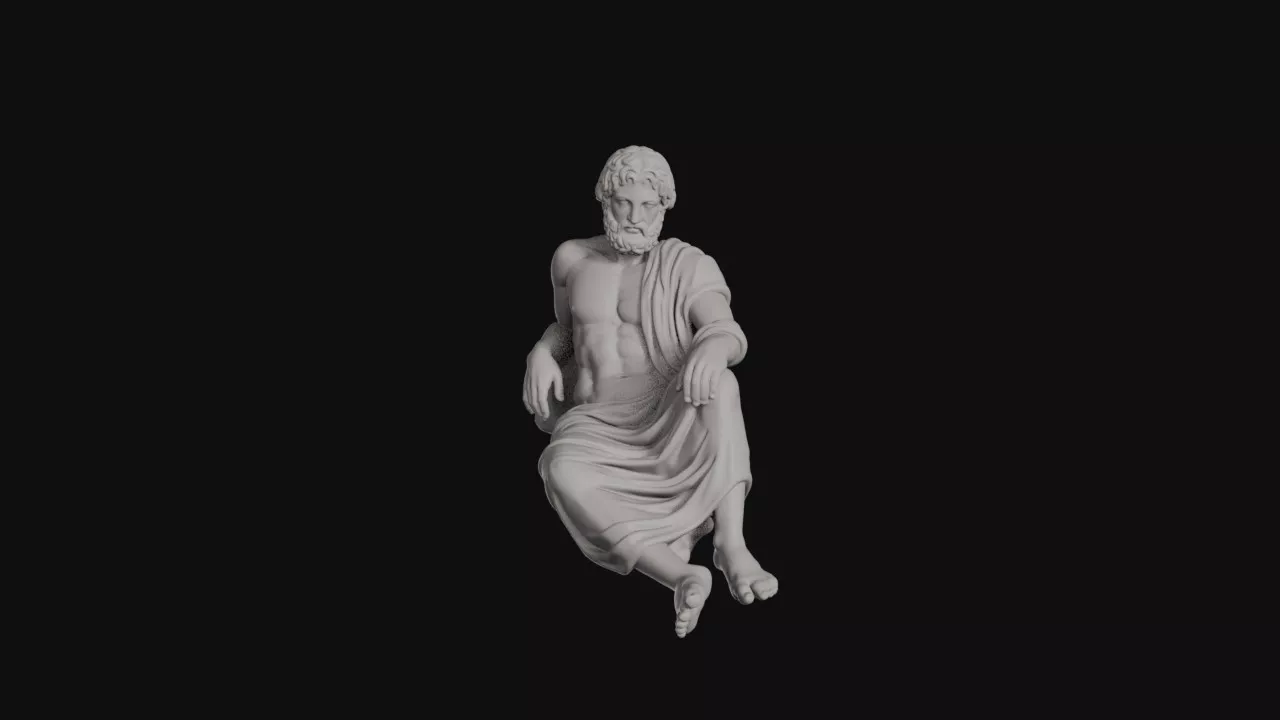 Thanatos Reclining Muscular Bearded God With Drapery Statue 3D print model