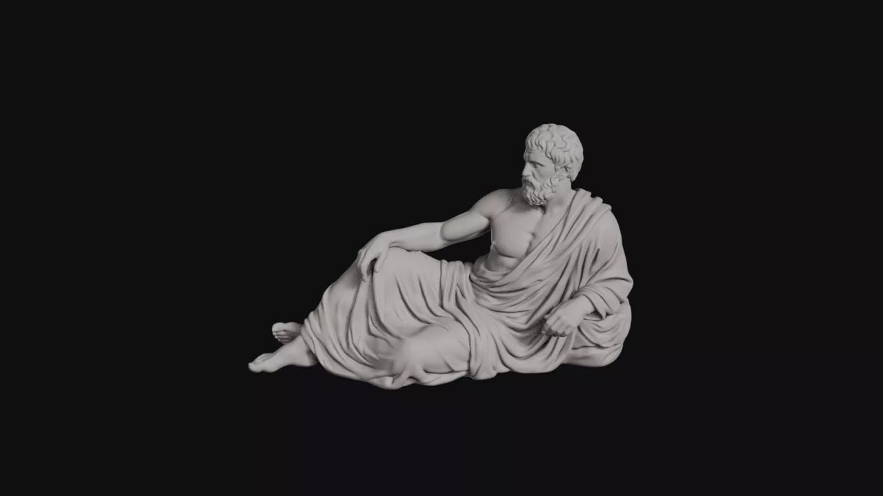 Philosopher Reclining In Draped Toga With Bare Feet Statue 3D print model