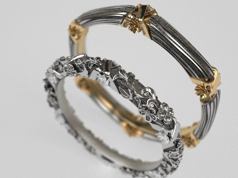 Floral circlet wedding band - original 3D print model_4