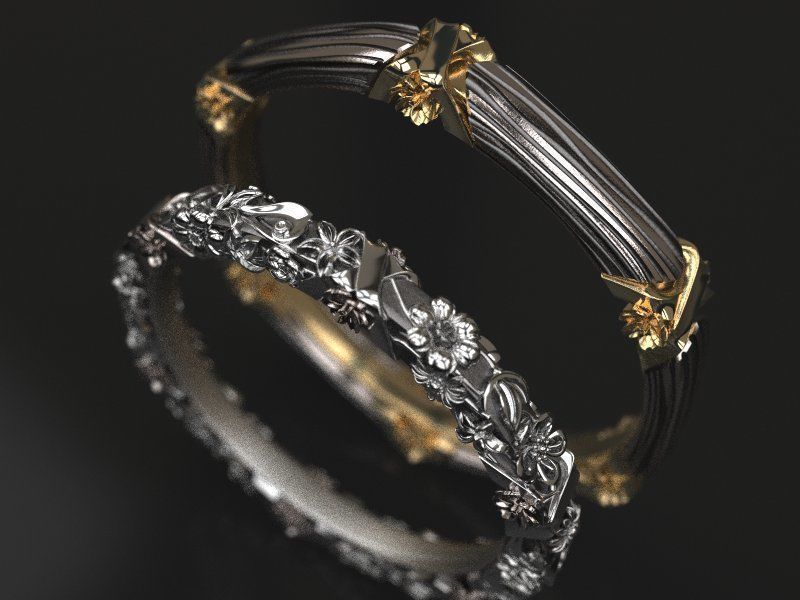 Floral circlet wedding band - original 3D print model_2