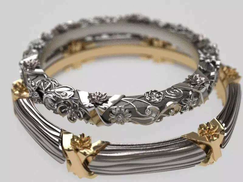 Floral circlet wedding band - original 3D print model_0