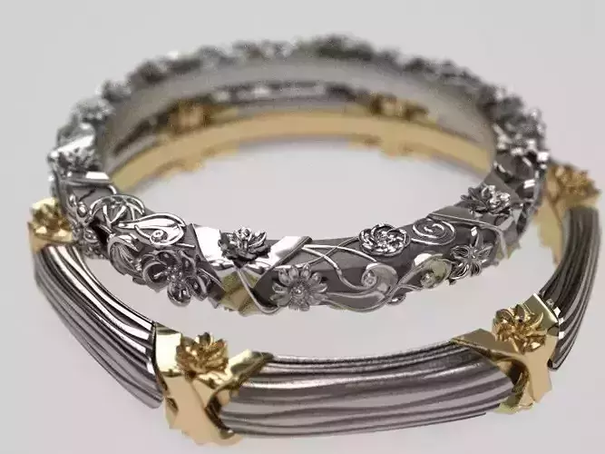 Floral circlet wedding band - original 3D print model