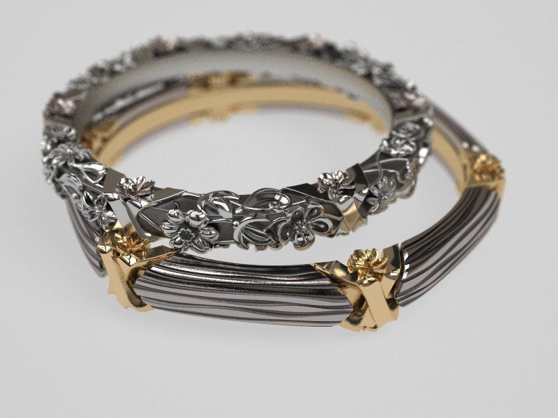 Floral circlet wedding band - original 3D print model_1