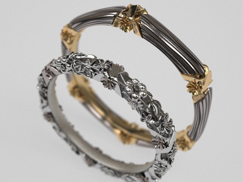 Floral circlet wedding band - original 3D print model_5