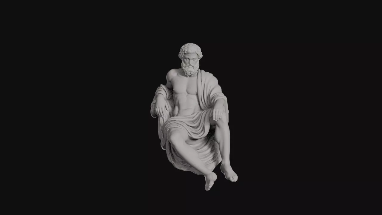 Reclining Dionysus Bearded God With Flowing Cloak Statue 3D print model