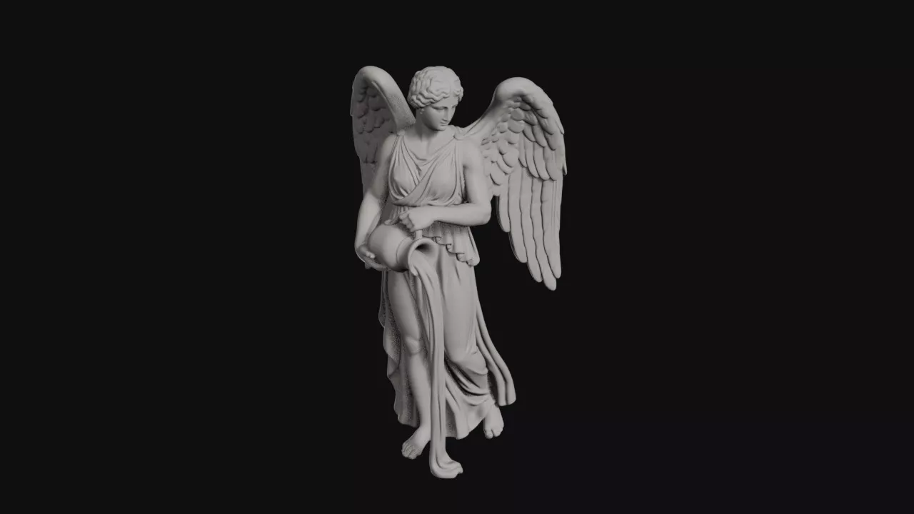 Nemesis Winged Goddess Pouring Water From Amphora Statue 3D print model