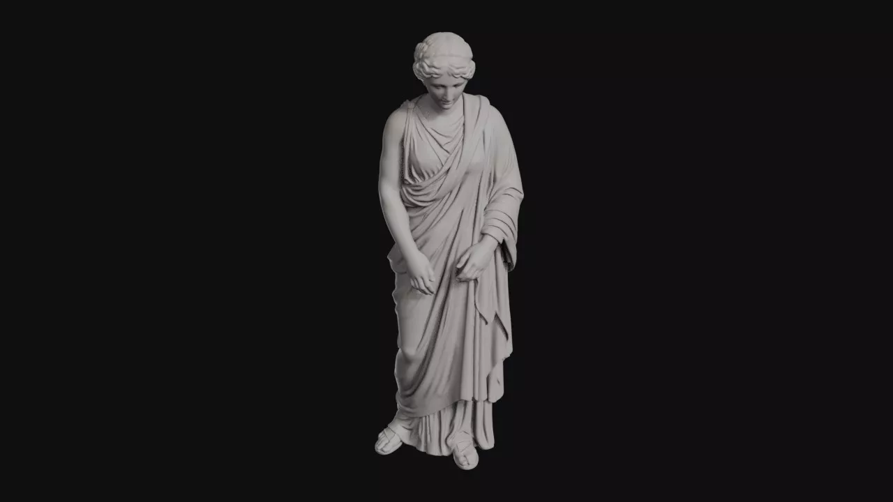 Mourning Hestia Goddess In Layered Chiton Head Lowered Statue 3D print model