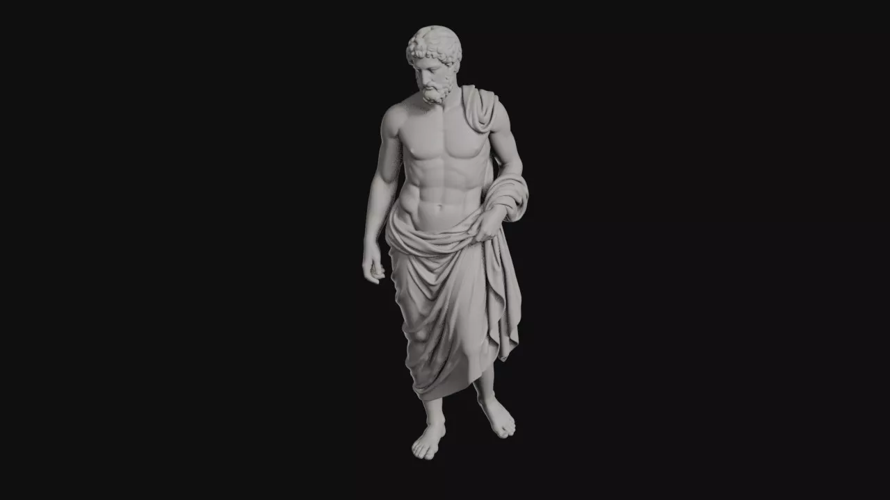 Mourning Hermes Bearded God Holding Draped Cloth Statue 3D print model