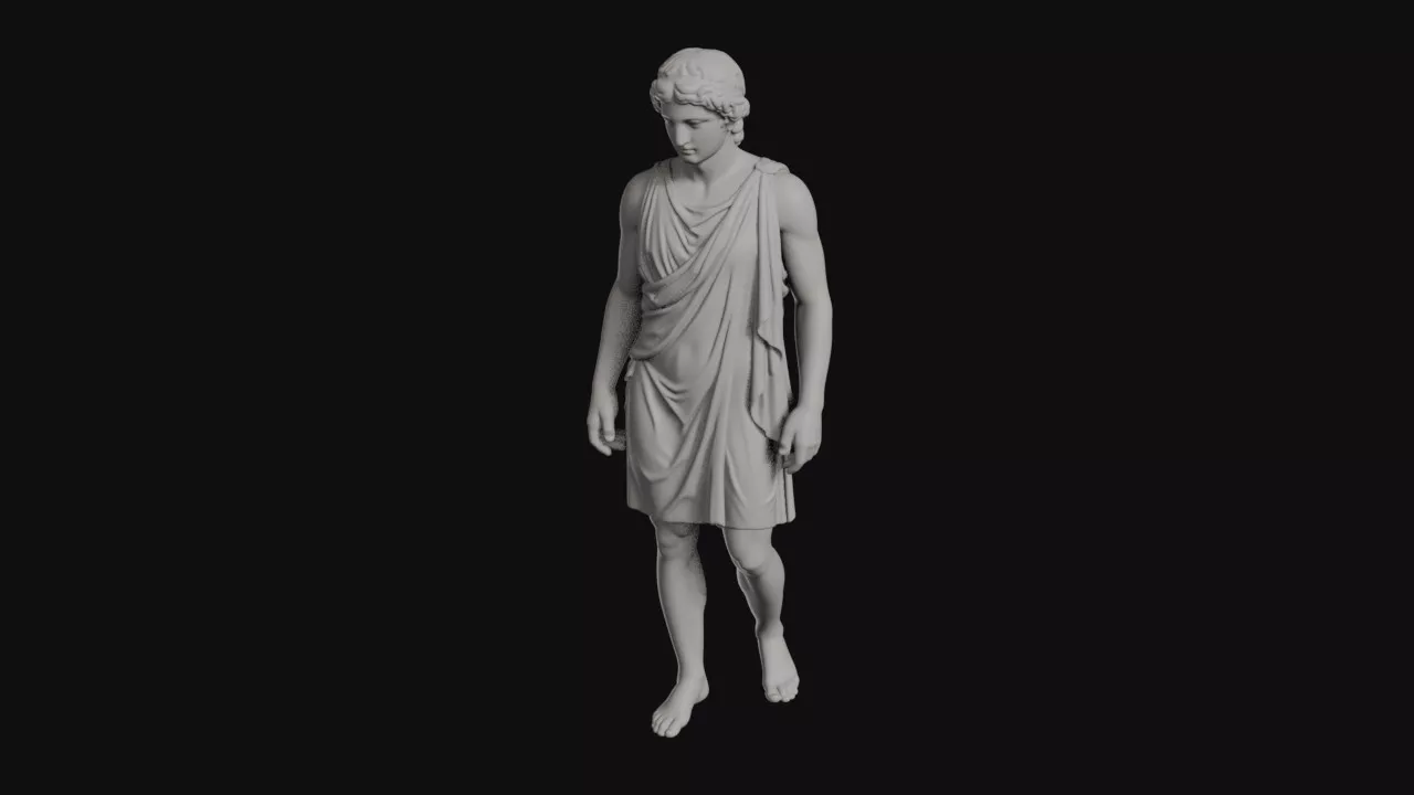 Mourning Apollo Youth In Short Tunic Bowed Head Statue 3D print model