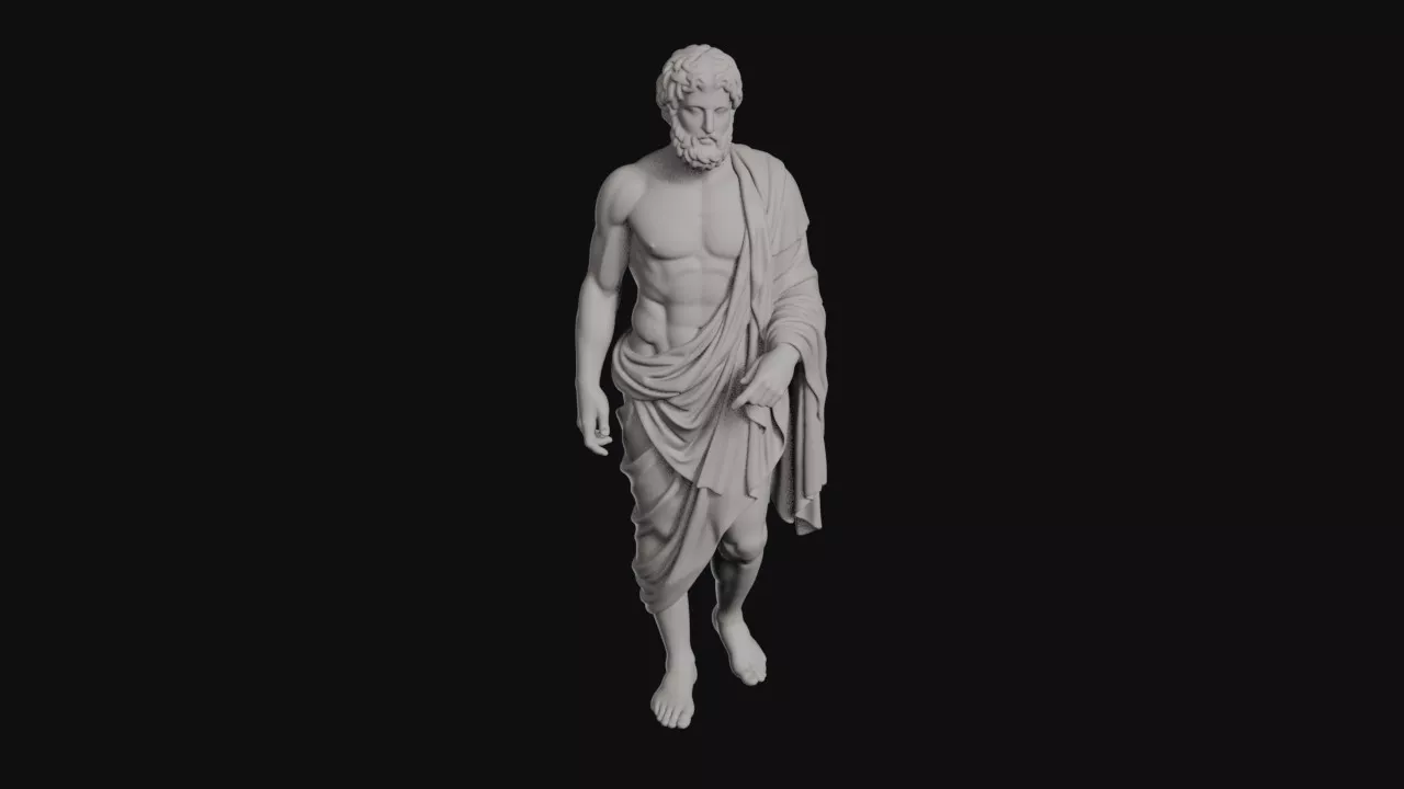 Thanatos Bearded God Landing In Draped Himation Statue 3D print model