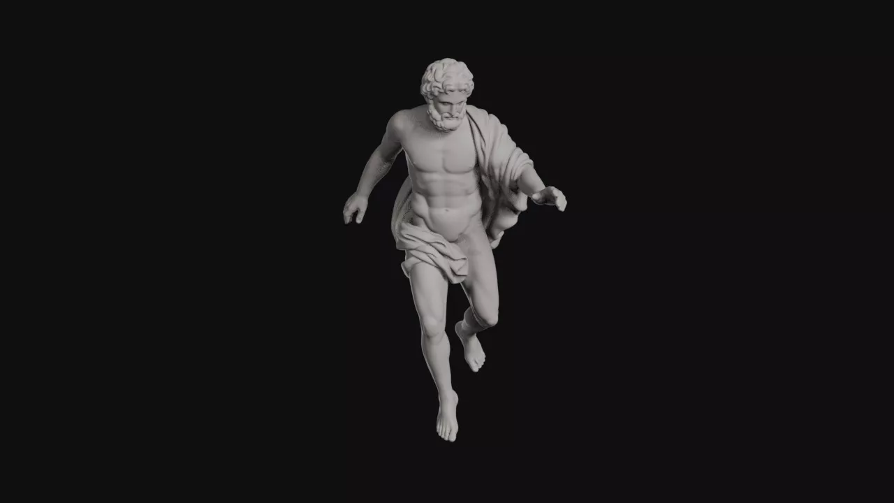 Bearded Man Landing With Outstretched Arms And Cloak Statue 3D print model
