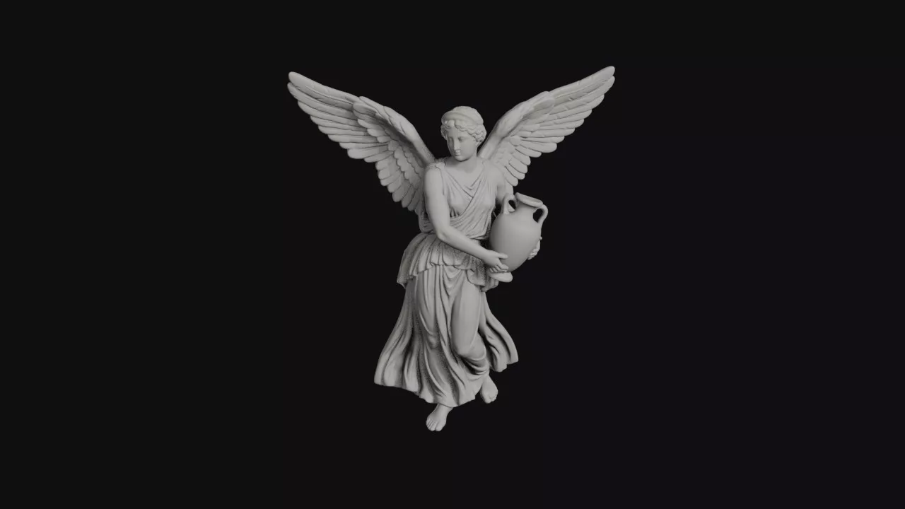 Nike Winged Goddess Carrying Amphora Vessel Statue 3D print model