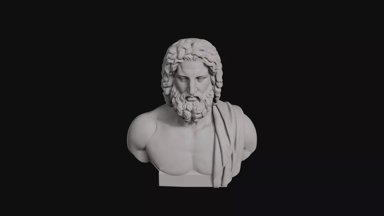 Zeus Thick Curly Beard King Of Gods Bust 3D print model