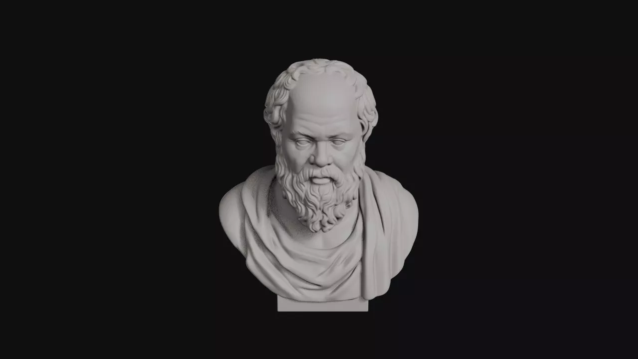 Balding Bearded Greek Philosopher Robed Portrait Bust Sculpture 3D print model