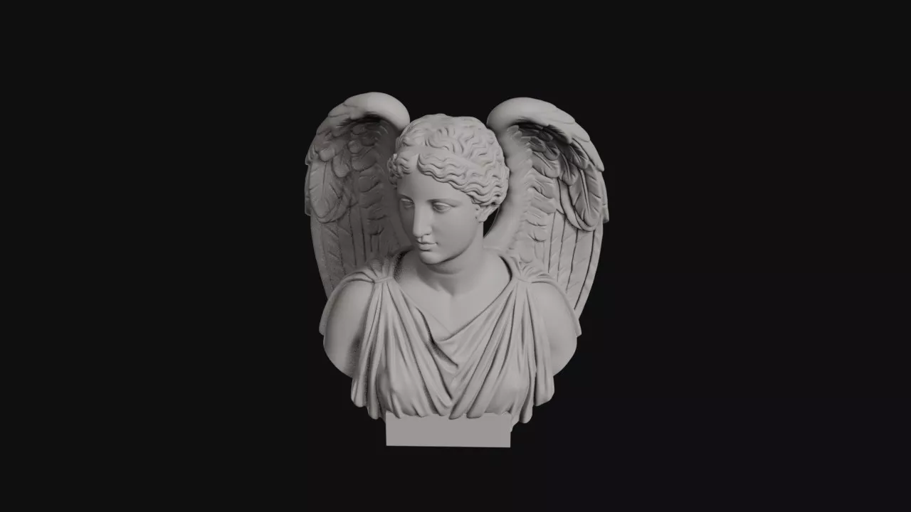 Nike Winged Victory Goddess Spread Feathered Wings Bust 3D print model