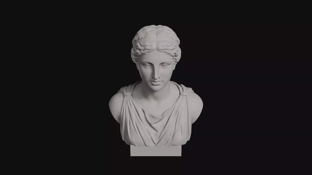 Iris Young Goddess Short Wavy Hair Draped Bust 3D print model