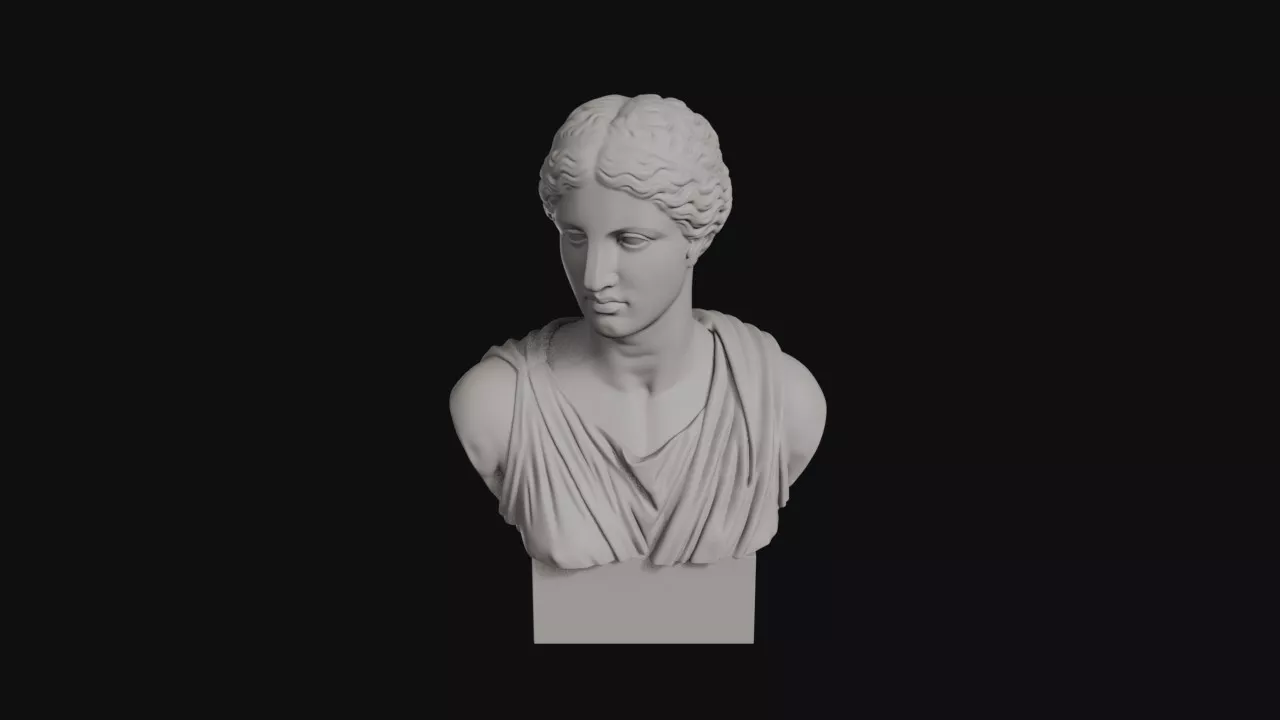 Hera Wavy Hair Bun Draped Chiton Goddess Bust 3D print model