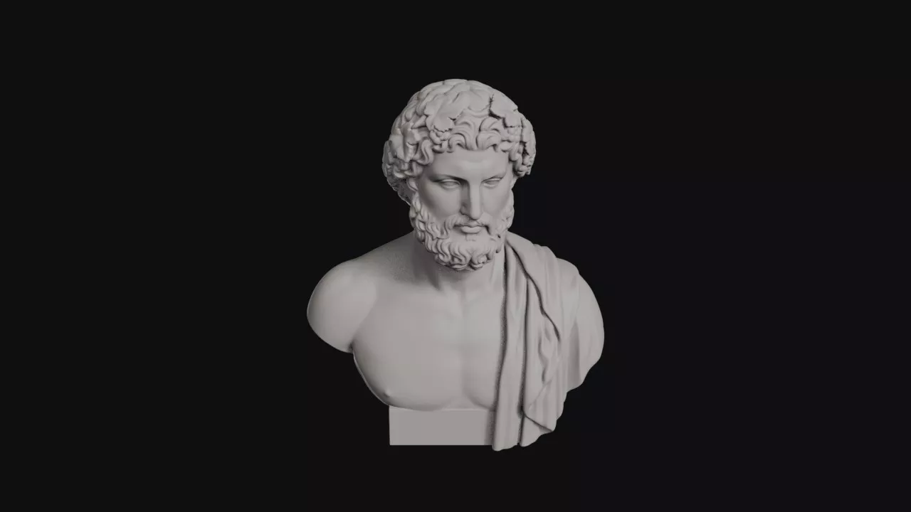 Dionysus Grape Vine Ivy Wreath Bearded Bust Sculpture 3D print model