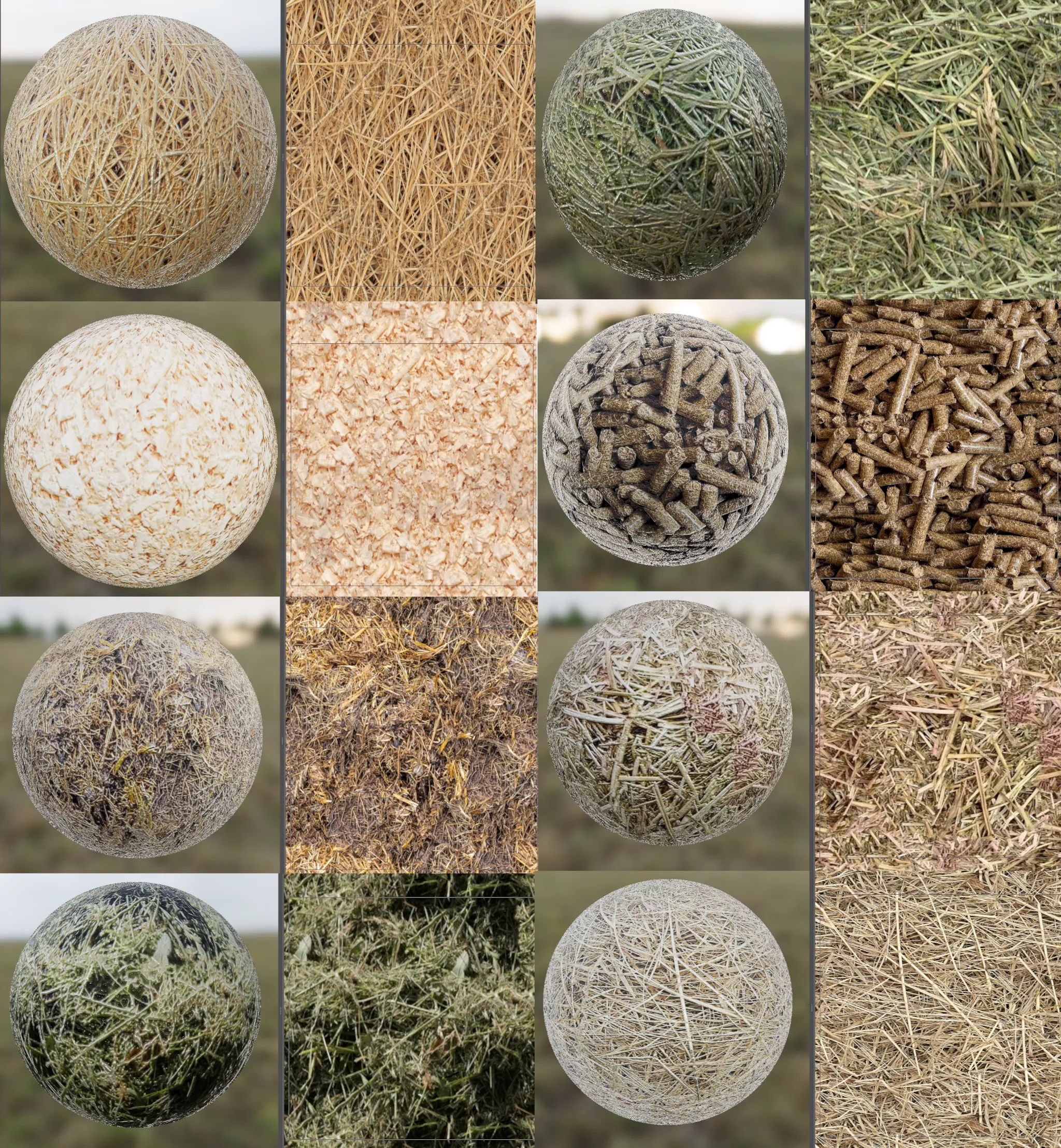 PBR Hay and Straw Ground Texture Pack 2K Texture