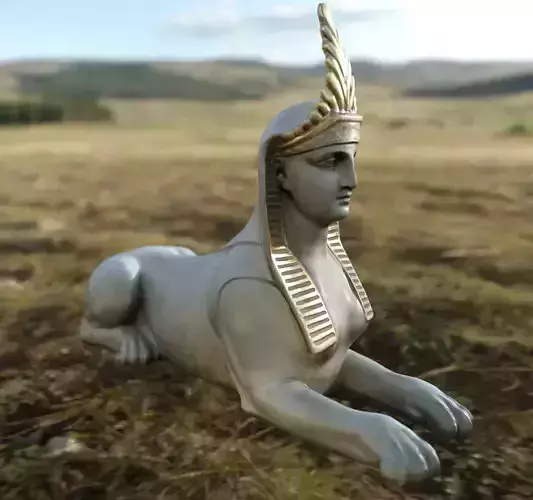Sphinx sculpture  exterior and interior model  Low-poly 3D model