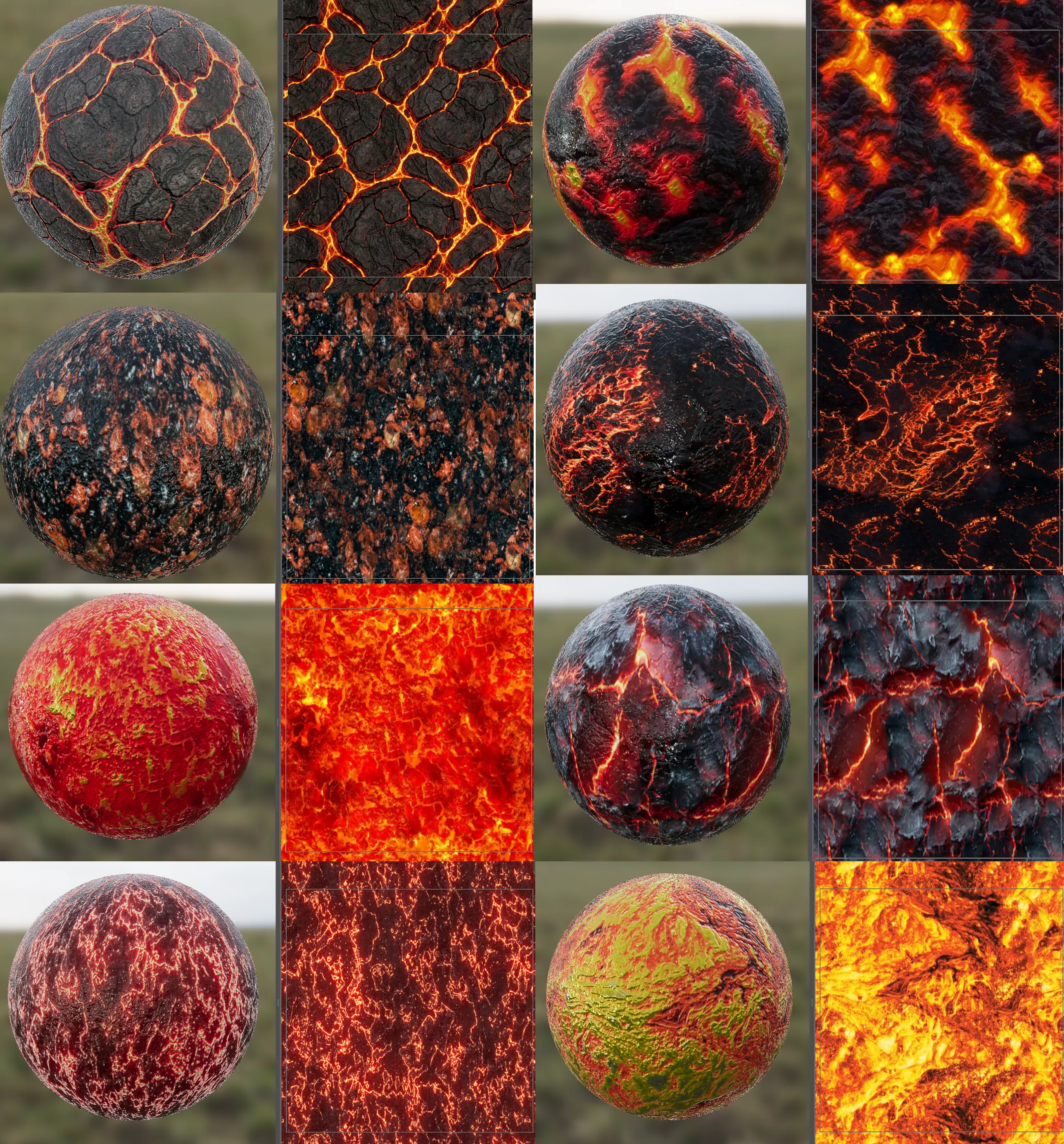 Seamless PBR Lava and Magma Ground Texture Pack 2K Texture
