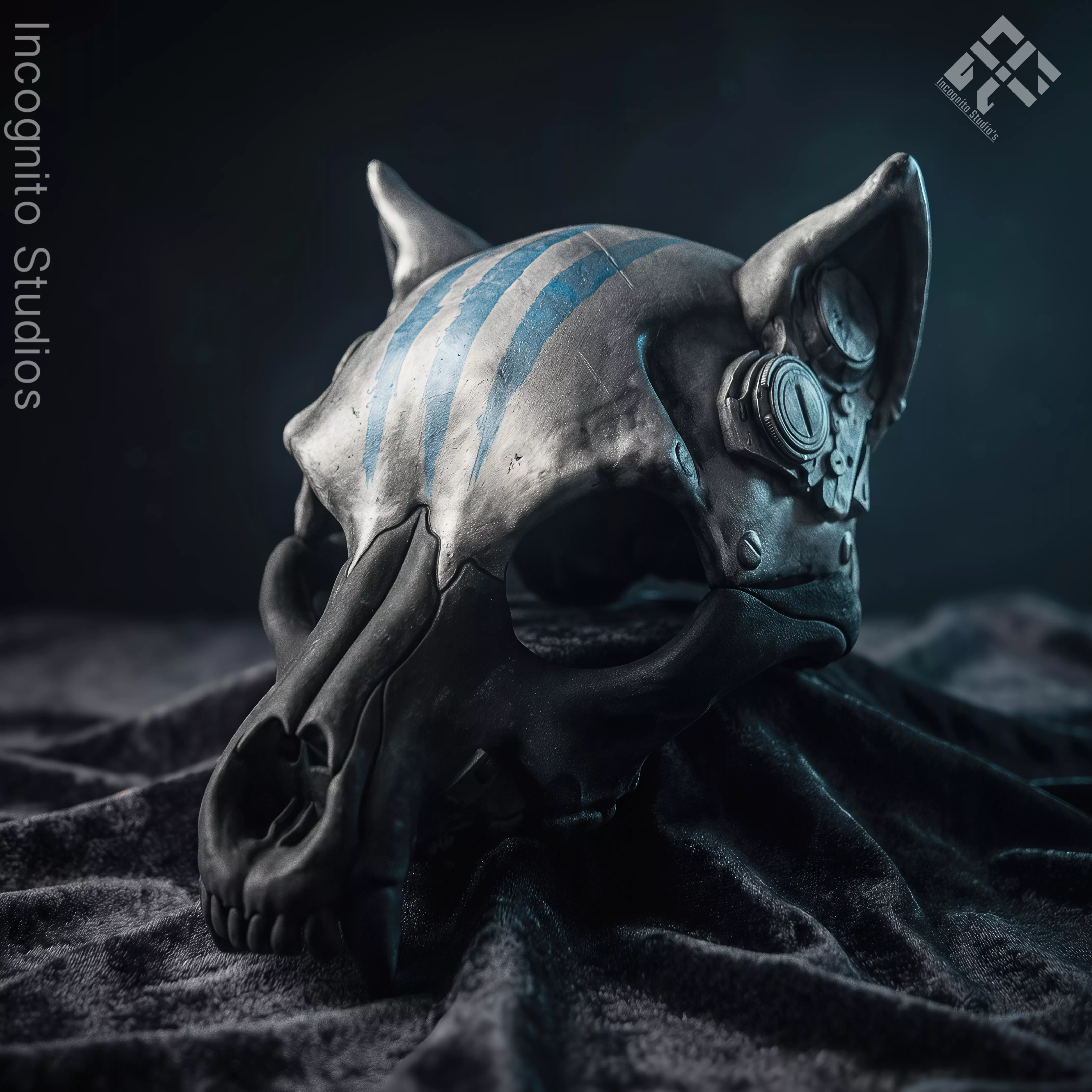 THE CU SITH TACTICAL WOLF SKULL HALF-MASK CELTIC COSPLAY PROP 3D print model