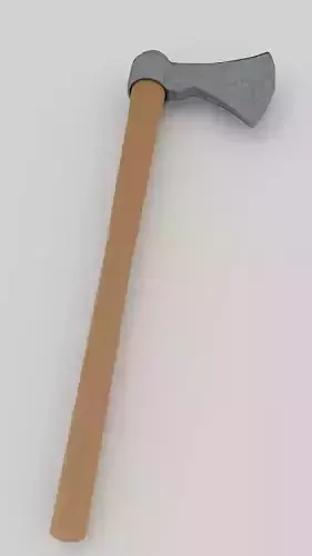 3d Axe with wooden handle