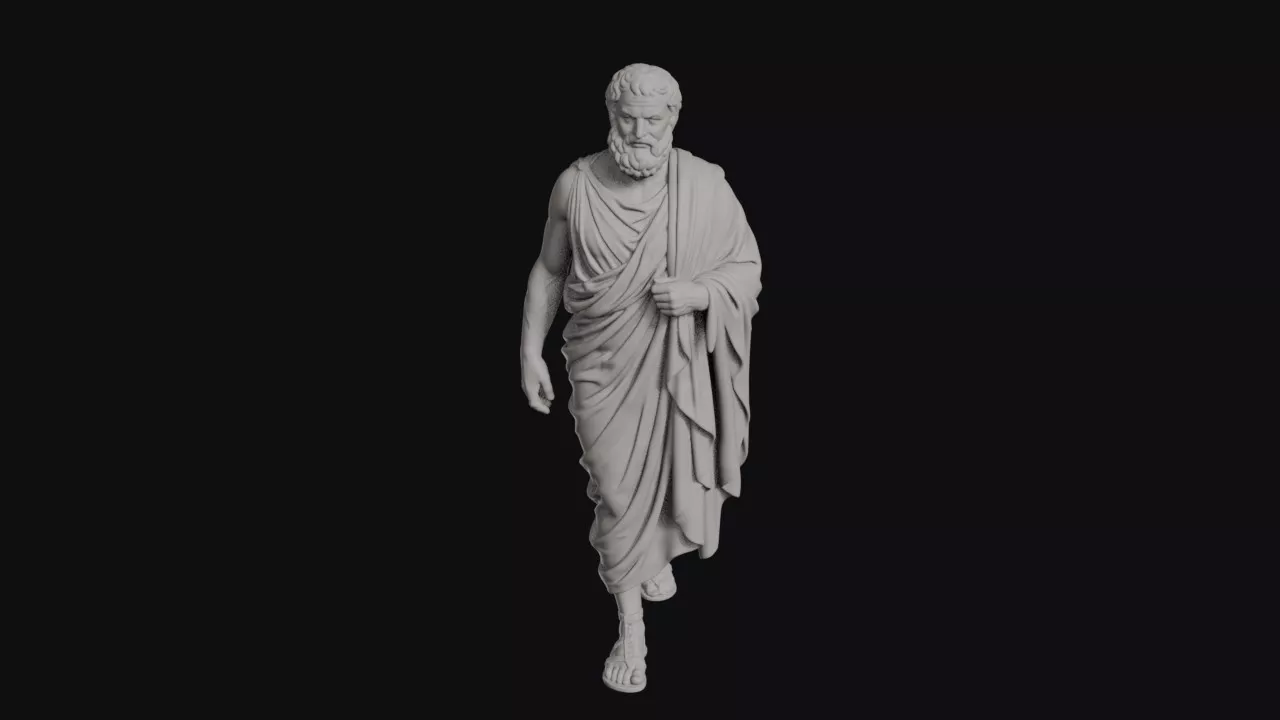 Bearded Philosopher Walking In Draped Toga And Sandals Statue 3D print model