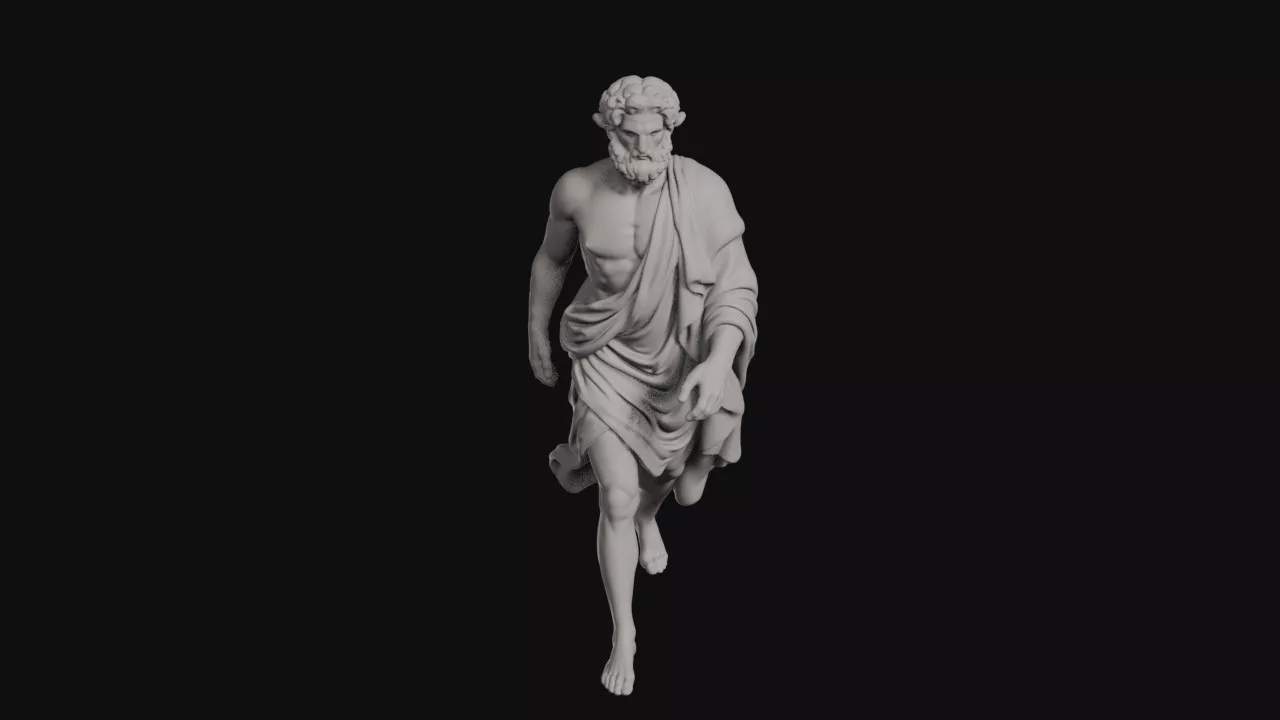 Laocoon Striding Bearded Figure With Windswept Drapery Statue 3D print model