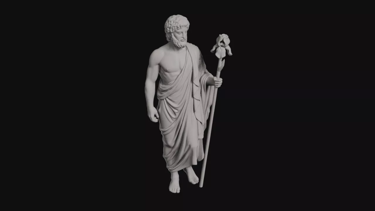 Iris Walking Holding Tall Flower Topped Staff Statue 3D print model